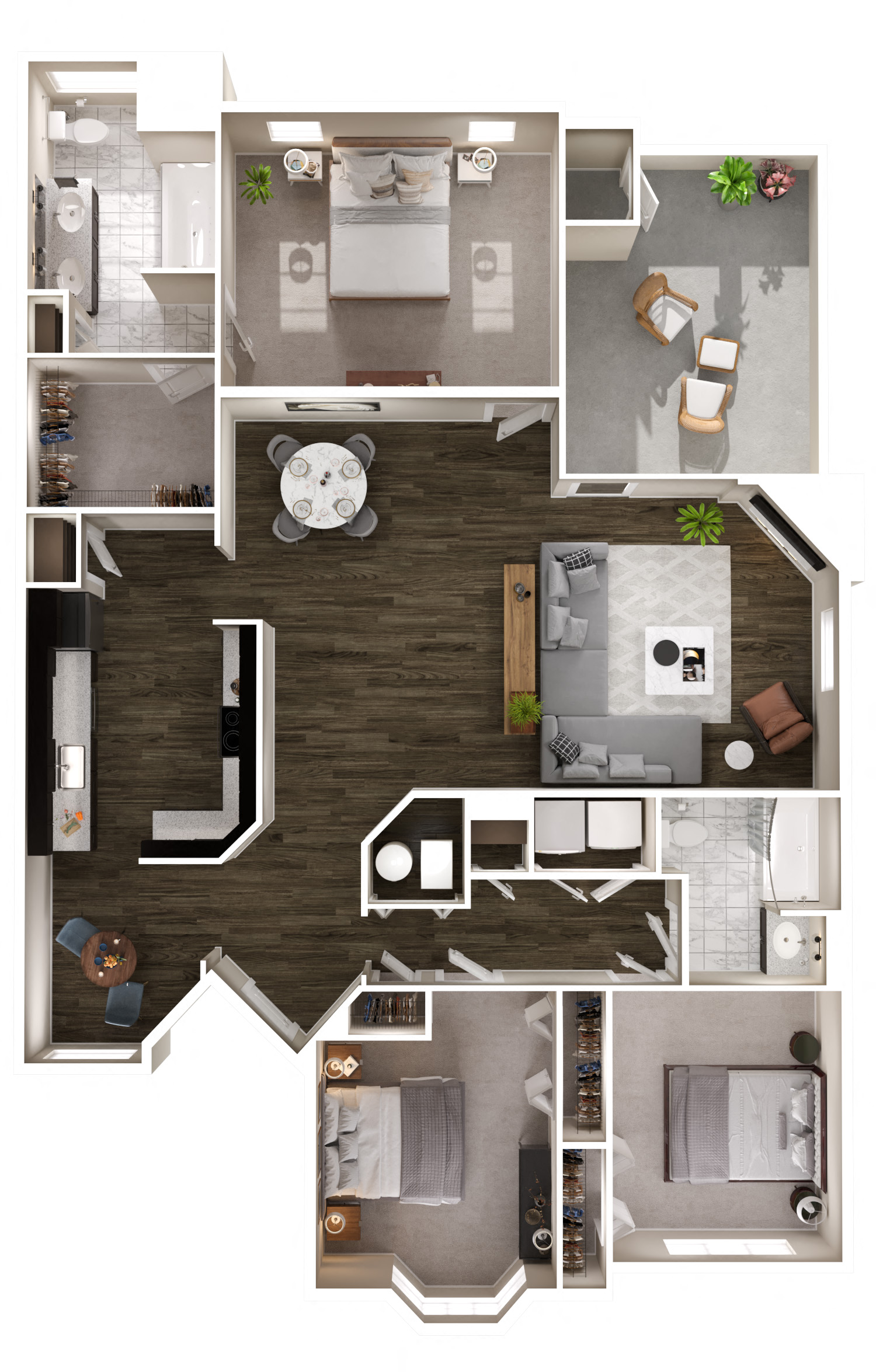 Floor plan for 3 beds, 2 baths, 1780 sqft
